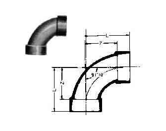 IMPA手冊 編號732826PVC90度長徑彎頭(圖1)