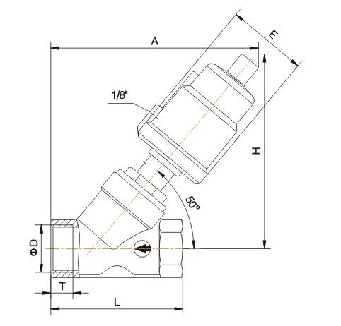 JF2000蒸汽角座閥外形結構圖 JF2000蒸汽角座閥(圖1)
