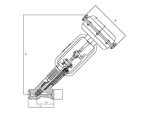 ZMQSY氣動Y型疏水閥外形結(jié)構(gòu)圖 ZMQSY氣動Y型疏水閥(圖1)