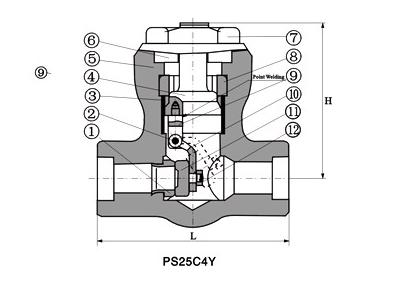 H64Y高壓自密封止回閥外形結(jié)構(gòu)圖 H61Y,H64Y高壓自密封止回閥(圖3)
