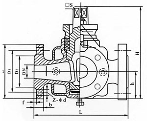 BX44W三通保溫旋塞閥外形結構圖 BX44W三通保溫旋塞閥(圖1)