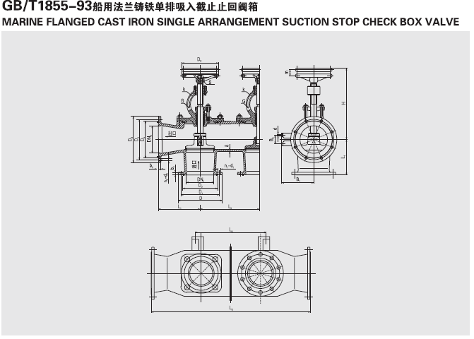  船用法蘭鑄鐵單排雙聯截止閥箱GB1855-93