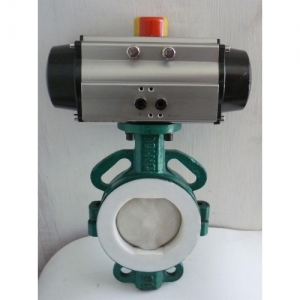 D671F46氣動(dòng)對(duì)夾襯氟塑料蝶閥